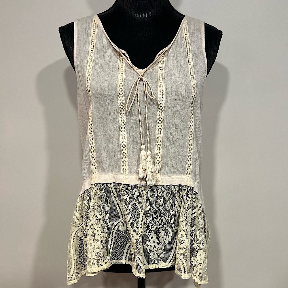 NWT Bohemian Lace Trapeze Tank by YA | Neutral